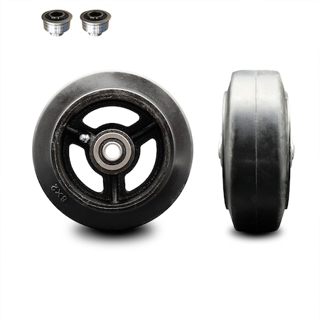 Service Caster SCC -6" Rubber on Cast Iron Wheel Only w/Ball Bearing-1/2" Bore-500 lbs Capacity SCC-RSB620